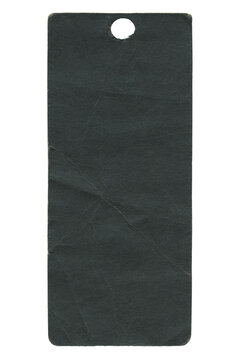 Old black blank rectangular paper tag isolated. 