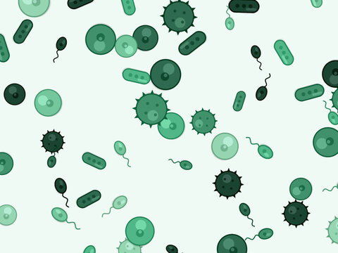 Microbe Cells Scattered Biology Background Pattern