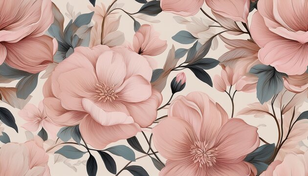 floral seamless pattern dusty pink flowers background