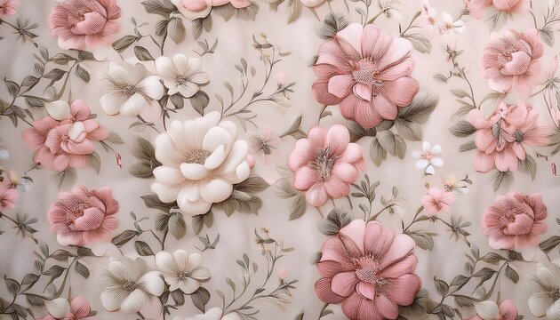 shabby chic small floral pattern light pink and cream colors vintage wallpaper