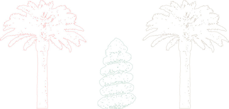 Architectural CAD Tree Elevation Vector Elements