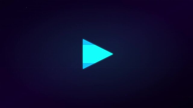 modern vcr play icon with cyber blue glitch
