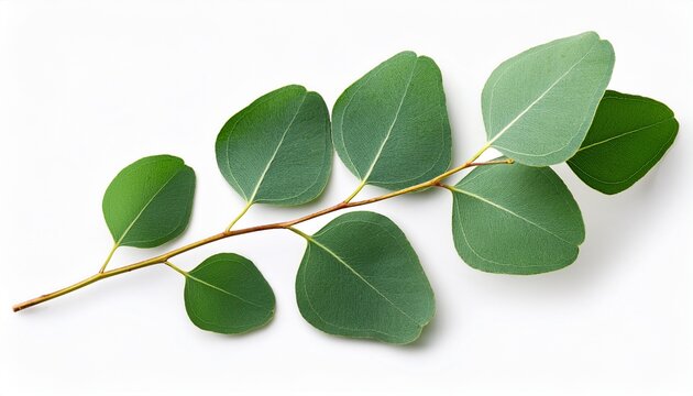 green eucalyptus branch leaves floral isolated on white background