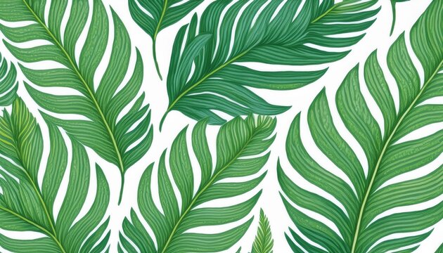 tropical leaves samless patterns watercolor green leaves on white background digital scrapbook paper