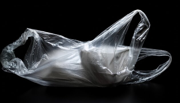 bolsa de plastico en fondo negro