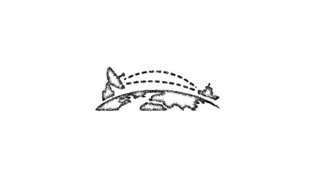 Sketch over the horizon radar icon animation - smooth progressive reveal