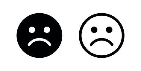 Sad Face Frowny Icon Set - Negative Emotion and Dissatisfaction Symbol © liubomir118809