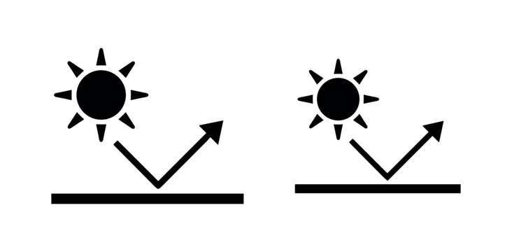 Sun reflection or UV protection icon set.