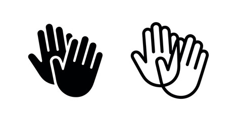 Fototapeta premium Clapping hands icon set. Applause symbol in solid and outline style, celebrating success and recognition.