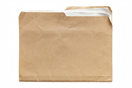 Old Crumpled Manila Folder with White Papers
