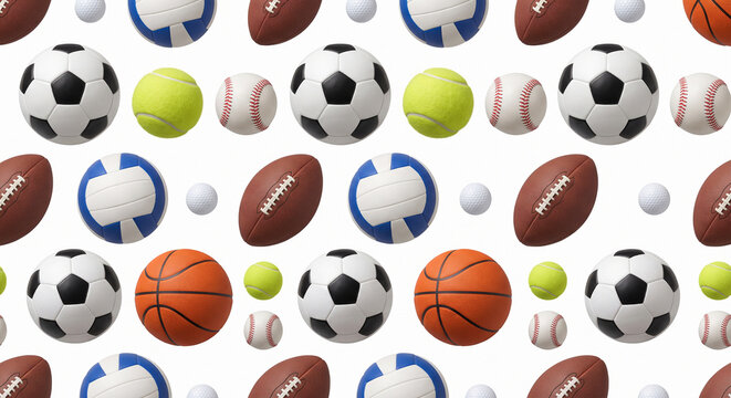 Mixed sports balls patterned image