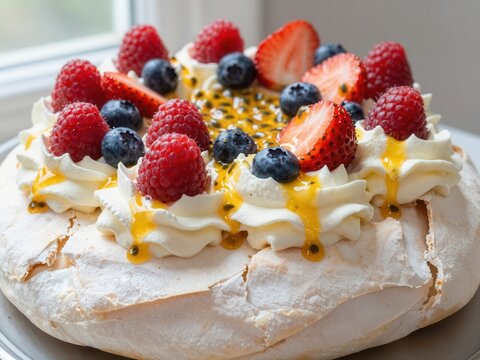 Sunshine on a Plate, Vibrant Berry Pavlova