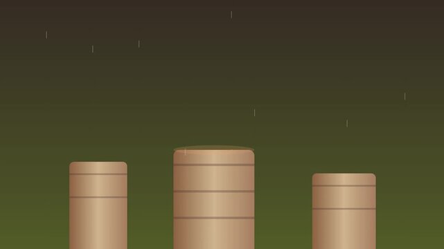 organic earth tone rain falling on tin drums