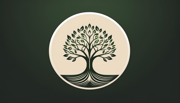 minimalist tree emblem inside circular frame