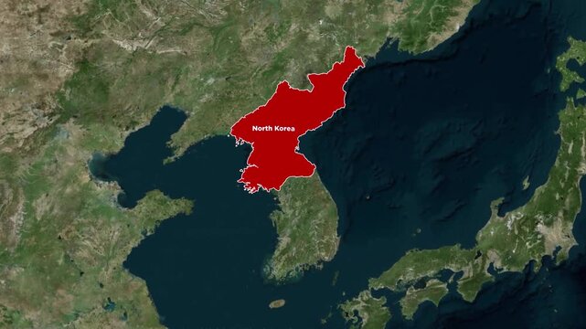 Map of North Korea and South Korea with borders Animation - Geography map animated for explainer video documentary