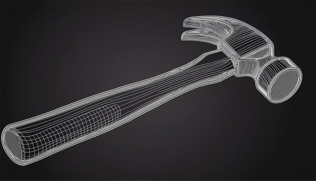 simple outline drawing of a claw hammer tool