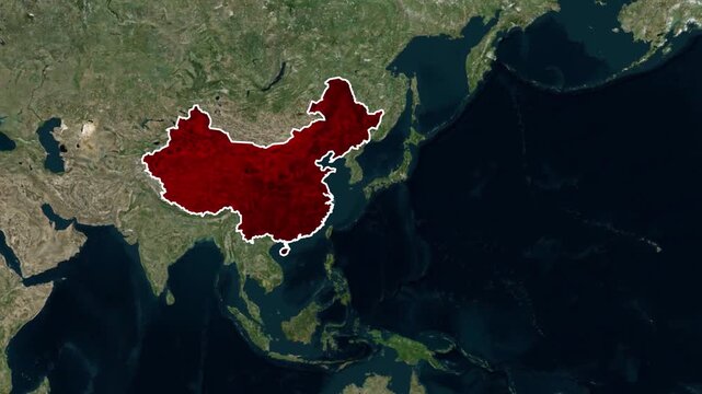 Map of China and Japan with borders Animation - Geography map animated for explainer video documentary.