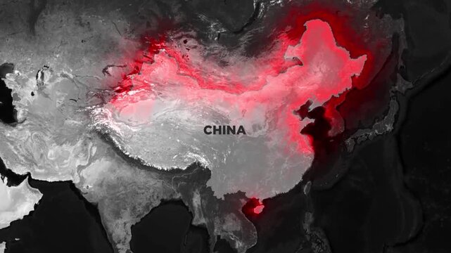 Map of China with animated border - Geography map animated for explainer video documentary