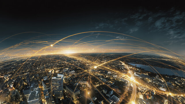 Smart digital Innovation city with connection network reciprocity over the city of future smart wireless digital city and social media networking systems that connects people with in city