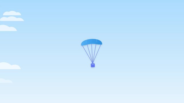 parachute landing gently with swaying motion graphic