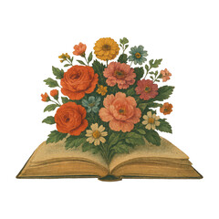 Obraz premium PNG Vintage floral book illustration
