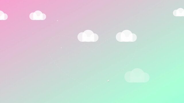 Pastel Gradient Flight Path With Soft Animated Clouds