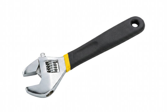 Adjustable Wrench with Ergonomic Handle and Yellow Accent