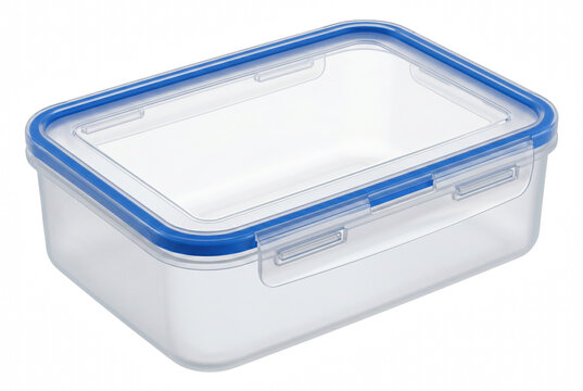 Transparent Plastic Food Storage Container with Airtight Blue Seal Lid
