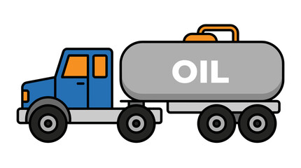 Naklejka premium Blue Oil Tanker Truck Fuel Transport Vector Illustration
