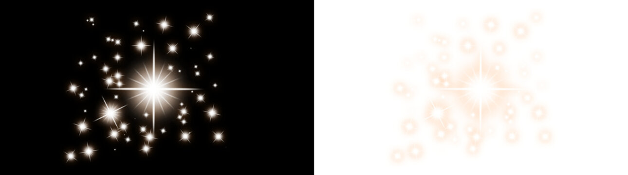 Gold sparkle star light burst overlay effect