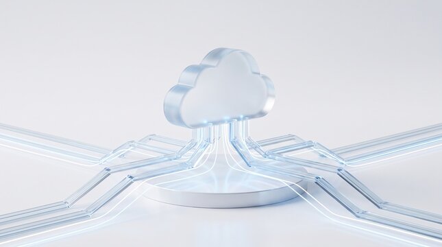Abstract Digital Cloud Computing Network Connection Data Transfer Concept
