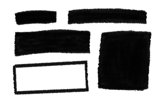 Set of thick black marker rectangle shapes and frames