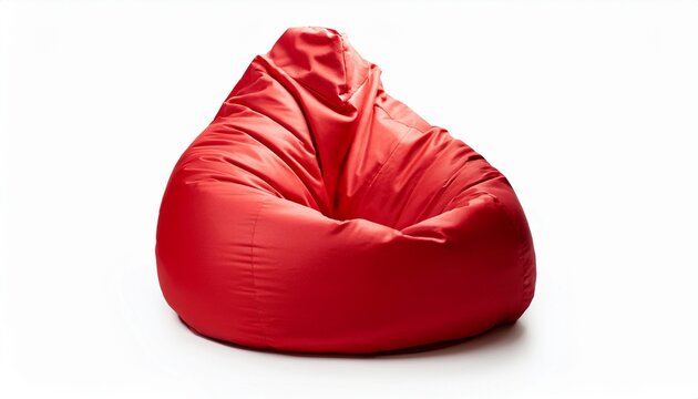 red bean bag chair isolated on a white background file