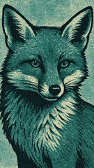 Fototapeta premium Intricate fox illustration, vintage style mobile wallpaper