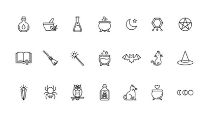 witchcraft and magic symbols and objects illustrations © CHANCHALA  SARKAR