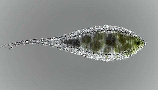 Microscopic view of a single plankton organism with intricate structure