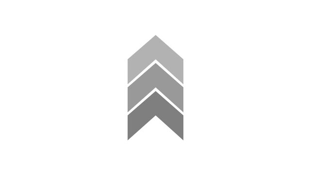 Minimalist animated chevron arrow loading abstract growth sign, digital ui for web and user interface