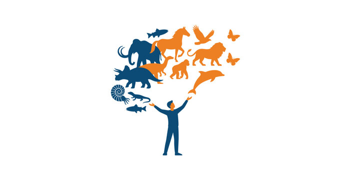 Human Brain Animal Silhouette Conceptual Illustration