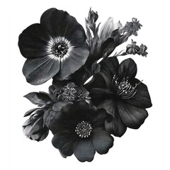 Obraz premium Monochrome floral illustration elegance.