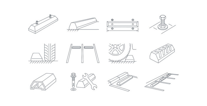 Parking Curb Stop Icon Set