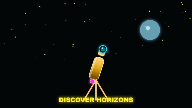 Three stylized golden instruments explore planetary discovery in space sequences utilizing cartography tools to navigate celestial voids during a whimsical themed columbus day inspired animation loop