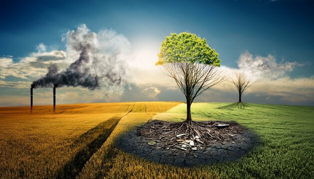 visualization of economic concepts understanding externalities with nature and pollution representation