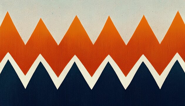 grainy abstract zig zag pattern with orange navy and white