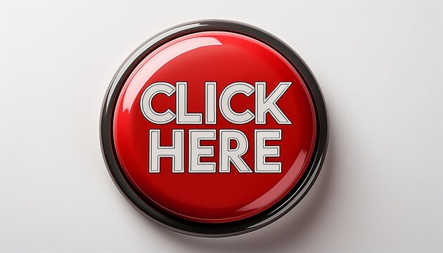 red circular button with bold white text reading click here against a clean white background