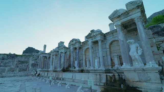 Various video images of the ancient city of Sagalassos, located within the borders of Burdur province in T&uuml;rkiye.