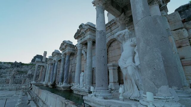 Various video images of the ancient city of Sagalassos, located within the borders of Burdur province in T&uuml;rkiye.