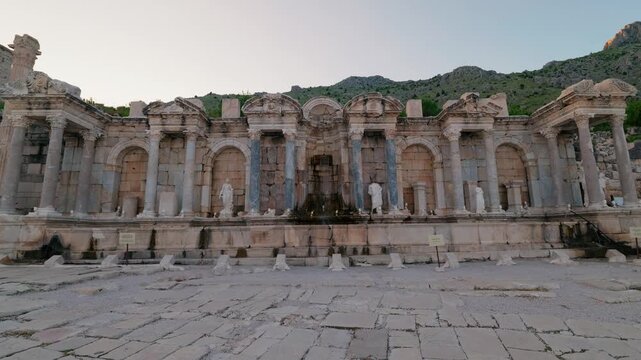 Various video images of the ancient city of Sagalassos, located within the borders of Burdur province in T&uuml;rkiye.