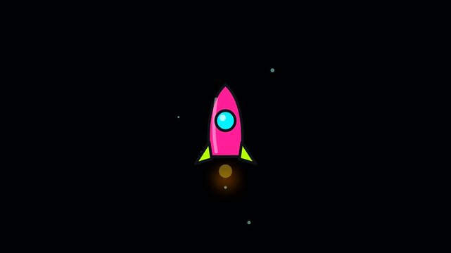Minimalist pink rocket ships traveling through a dark void representing workspace productivity as they ascend while navigating the vastness of cognitive ergonomics within digital space