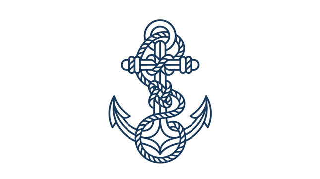 Classic Anchor Tattoo Design with Rope and Chain.