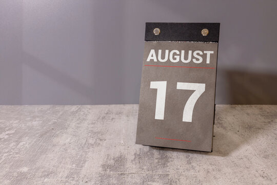 August 17 Calendar Date on Desk Monthly Planning, Deadline and Schedule Concept